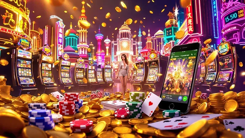 Visual permainan slot dengan simbol berkilau pada reel