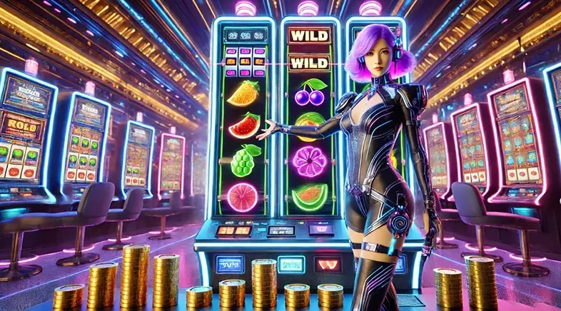 Tampilan slot mobile dengan reel, simbol, dan tombol putar